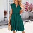 thumbnail image 1 of Women Casual Fashion Solid Color V Neck Short Sleeve Shirt Dress Women Casual Summer Short Casual Dress Dresses for Young Women Loose Dress for Women Summer Wrap Dress Dresses for Women Casual Long, 1 of 5