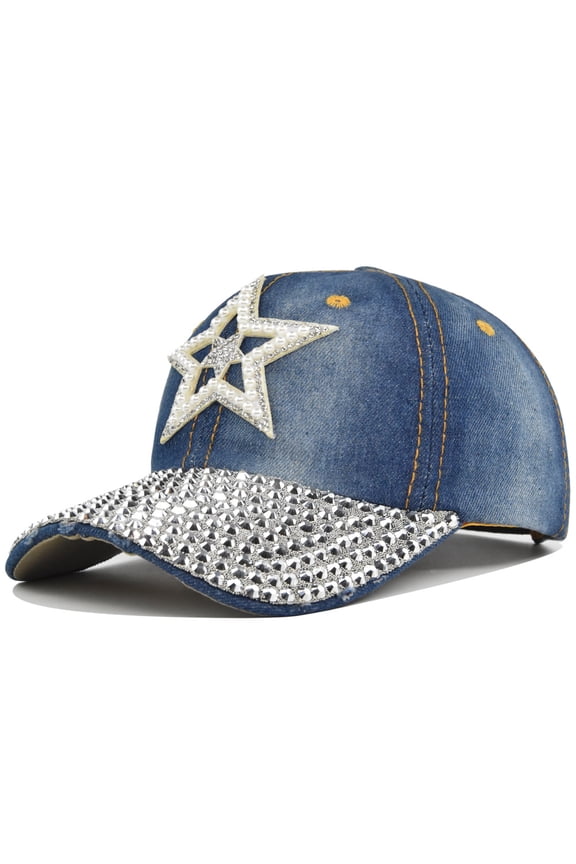 Women Casual Five-Pointed Star Point Drill Baseball Cap Fashion Sequin Baseball Cap Ajustable Peaked Cap Outdoor Sports Couple Hats Adjustable Curved Brim Hats Sun