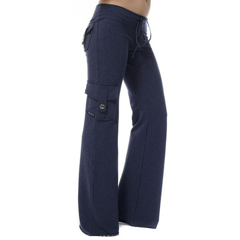Women Casual Flare Yoga Pants Pockets Plain Activewear Trousers Tummy  Control High Waist Workout Sweatpant Plus Size Bell Bottoms 