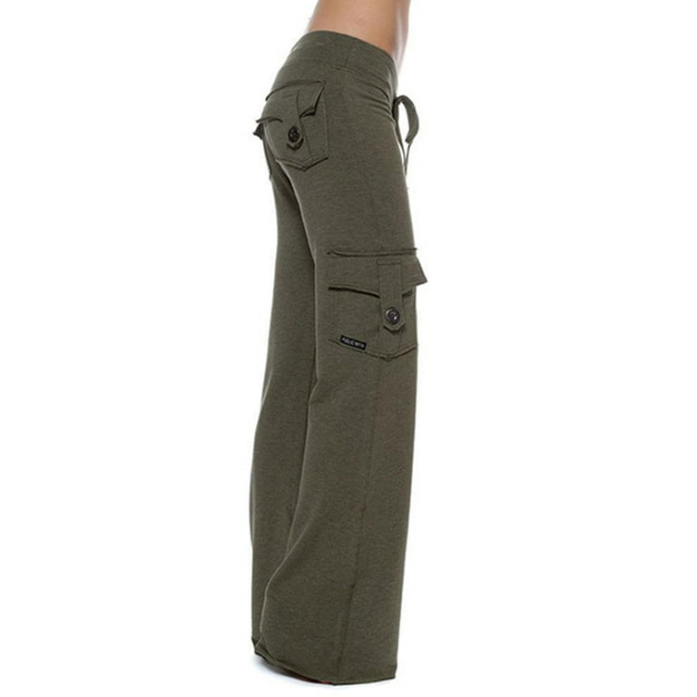 Women Casual Flare Yoga Pants Pockets Plain Activewear Trousers Tummy  Control High Waist Workout Sweatpants Womens Plus Casual Pants 