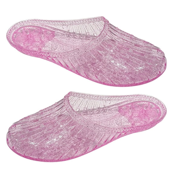 Women Casual Flat Sandals Hollowed Out Fashion Beach Slide Sandals Flat Heel Clear PVC Jelly Slippers Shoes