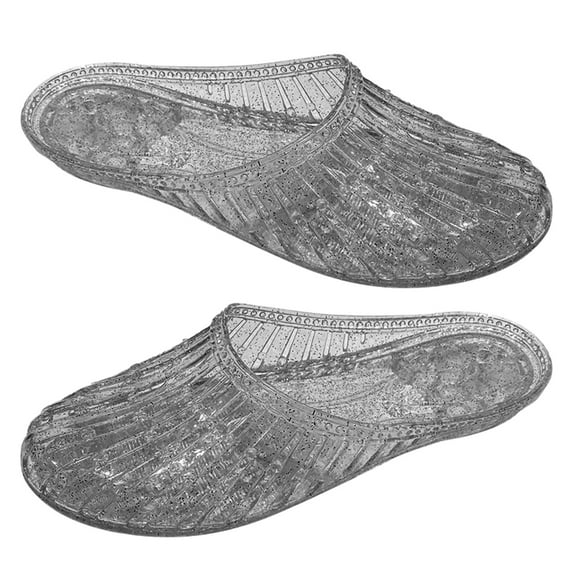 Women Casual Flat Sandals Hollowed Out Fashion Beach Slide Sandals Flat Heel Clear PVC Jelly Slippers Shoes