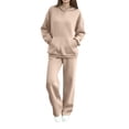 thumbnail image 1 of Women Casual Fleece Sweatsuit Sets Comfy Long Sleeve Pullover Hoodies Loose Straight Leg Pants Lightweight Fall Winter Tracksuit, 1 of 5