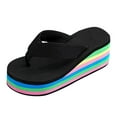 thumbnail image 1 of Fukaraa Women Rainbow Sole Flip Flops Platform Wedge Casual Outdoor Comfortable Non Slip Sandals, 1 of 9