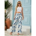 thumbnail image 1 of Women Casual Floral Wide Leg Pants With Pockets Lady High Waist Adjustable Flowy Tie Knot Loose Trousers Business Work Casual Long Pants, 1 of 8