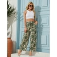 thumbnail image 1 of Women Casual Floral Wide Leg Pants With Pockets Lady High Waist Adjustable Flowy Tie Knot Loose Trousers Business Work Casual Long Pants, 1 of 8
