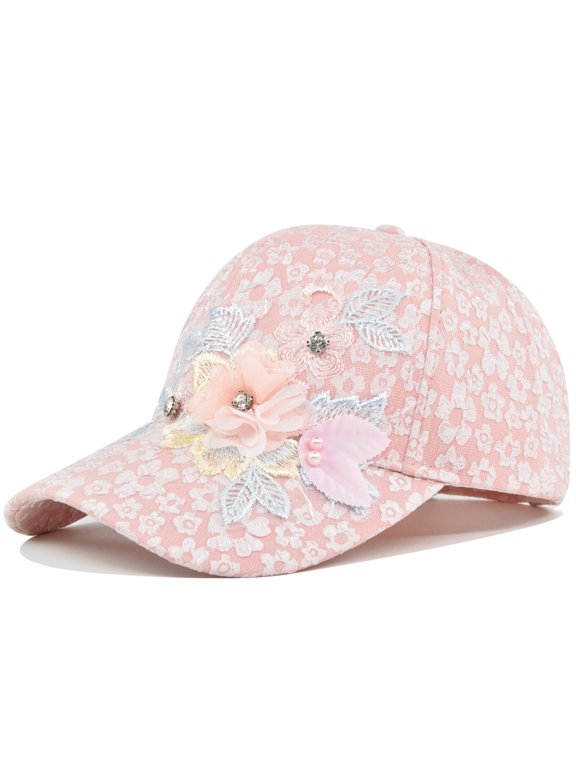 Women Casual Flower Embroidery Baseball Cap Fashion Ajustable Peaked Cap Outdoor Sports Couple Hats Adjustable Curved Brim Hats Sun