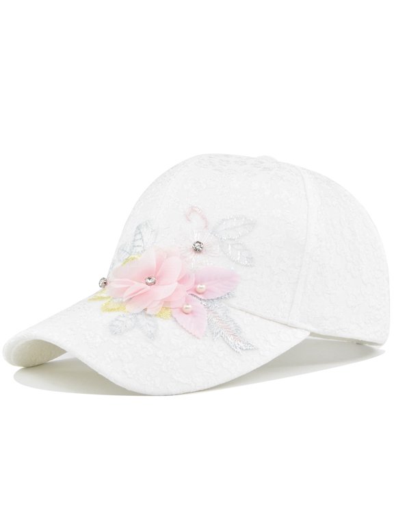 Women Casual Flower Embroidery Baseball Cap Fashion Ajustable Peaked Cap Outdoor Sports Couple Hats Adjustable Curved Brim Hats Sun