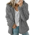 thumbnail image 1 of Women Casual Fluffy Fleece Jacket Long Sleeve Zip Up Hooded Sweatshirt Sherpa Coat Outerwear Pullover Hoodies, 1 of 5