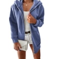 thumbnail image 1 of Women Casual Full Zip Up Plush Hoodie Solid Sweatshirt Long Sleeve Jacket with Pockets, 1 of 5