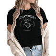 thumbnail image 1 of Women Casual Fun Strawberry Festival Graphic Tees Cotton Crew Neck Printed T Shirt Tops Black S-5XL, 1 of 5