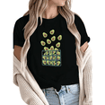thumbnail image 1 of Women Casual Green Brown Avocado Basket Graphic Tees Cotton Crew Neck Printed T Shirt Tops Black S-5XL, 1 of 5