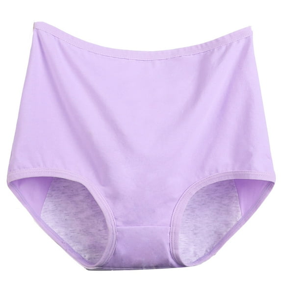 Women Casual High Waist Menstrual Period Leak Proof Underwear Cotton Briefs,Purple,XXXXXL