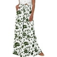 thumbnail image 1 of Women Casual High Waist Wide Leg Pants Summer Floral Solid Long Palazzo Pants Lounge Beach Trousers with Pocket, 1 of 8