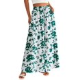 thumbnail image 1 of Women Casual High Waist Wide Leg Pants Summer Long Palazzo Pants Pocket Lounge Vacation Clothes Green Print XL, 1 of 8