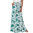 thumbnail image 1 of Women Casual High Waist Wide Leg Pants Summer Long Palazzo Pants Pocket Lounge Vacation Clothes Green Print XL, 1 of 8