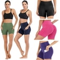 thumbnail image 1 of Women Casual High Waist Yoga Pants Butt Lift Ruching Short Shorts Sport Leggings, 1 of 7