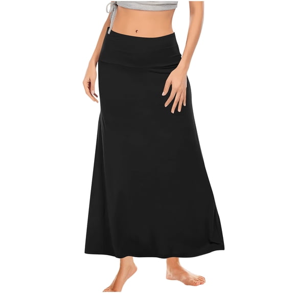 Women Casual High-Waisted Pencil Skirt Home Leisure Women Maxi Skirt Solid Color Elastic Waist Bag Hip Skirt Half Body Skirt, Size S-XL