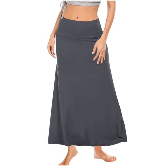 Women Casual High-Waisted Pencil Skirt Home Leisure Women Maxi Skirt Solid Color Elastic Waist Bag Hip Skirt Half Body Skirt, Size S-XL