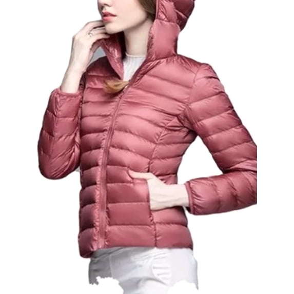 Women Casual Hooded Down Alternative Puffer Jacket Warm Light Bubble Coat Ladies Winter Short Crop Jacket Outwear