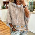 thumbnail image 1 of Women Casual Hooded Sweatshirt 3/4 Sleeve Floral Pattern Oversized Pullover Loose Fit Drawstring Hoodie Trendy Travel And Going Out Pullover Tops, 1 of 6