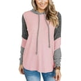 thumbnail image 1 of Women Casual Hoodies Color Block Pullover Long Sleeve Tops With Drawstring Sweatshirts, 1 of 8