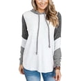 thumbnail image 1 of Women Casual Hoodies Color Block Pullover Long Sleeve Tops With Drawstring Sweatshirts, 1 of 8