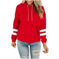 thumbnail image 1 of Women Casual Hoodies Fashion Color Block Loose Long Sleeve Sweatshirts Drawstring Pullover Sweatshirt with Pockets Red XXL, 1 of 5