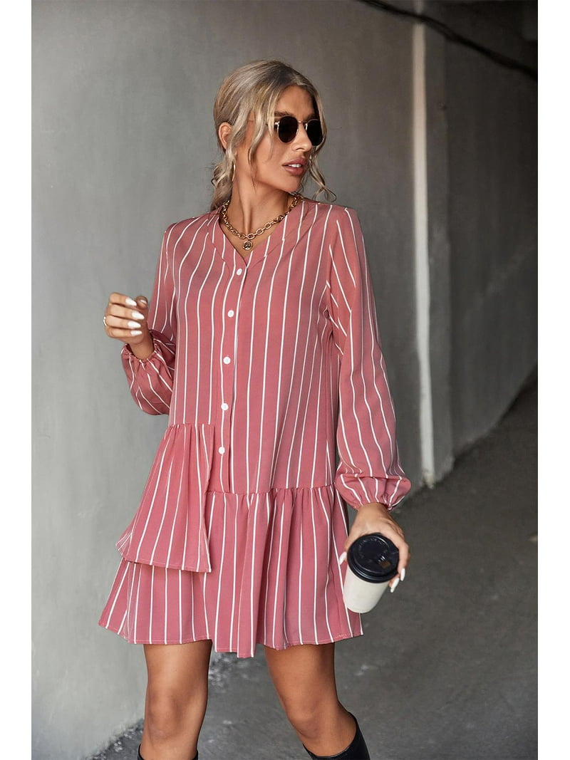 Women Casual Jumper Dress Crew neck polyester Winter Long Sleeve