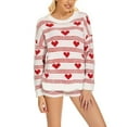 thumbnail image 1 of Women Casual Knit Set Heart Print Pullover Sweater and Elastic Waist Shorts Autumn Loose Fit Pajamas Loungewear, 1 of 10