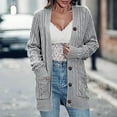 thumbnail image 1 of Women Casual Knitted Cardigan Tops Fall Winter Long Sleeve Button down Open Front Sweater Coats with Pocket New Lightweight Fall Cardigan for Office Gray 5XL, 1 of 6
