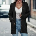 thumbnail image 1 of Women Casual Knitted Cardigan Tops Fall Winter Long Sleeve Button down Open Front Sweater Coats with Pocket New Womens Cardigans Lightweight Dressy Black L, 1 of 7