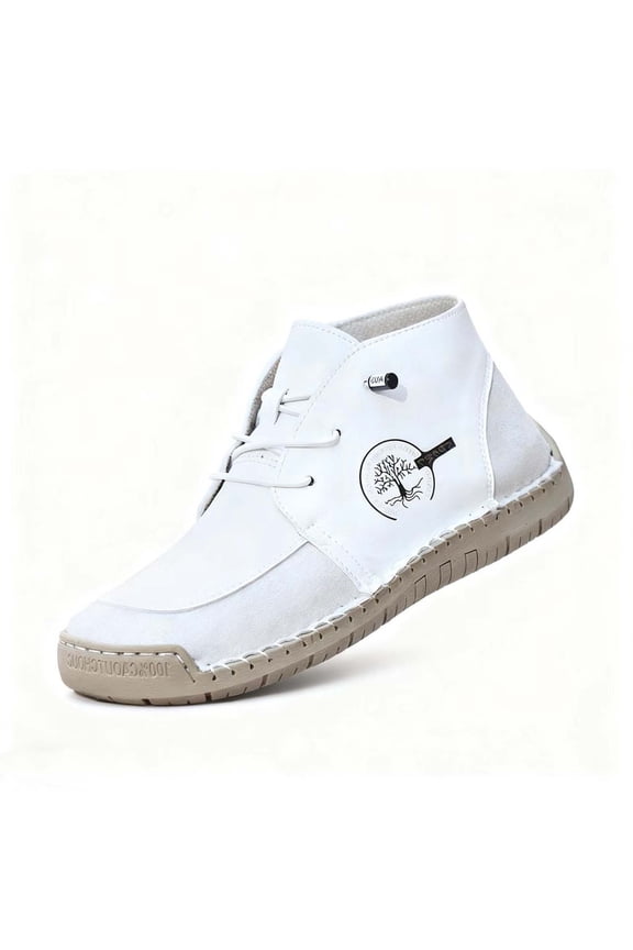 Women Casual Leather Shoes Ankle Chukka Boots Slip On Lightweight Loafers Mid top Walking Driving Shoes for Female