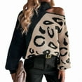 thumbnail image 1 of Women Casual Leopard Print Off Shoulder Turtle Neck Knit Pullover Loose Fit Long Sleeve Jumper Sweaters Tops Black S, 1 of 10
