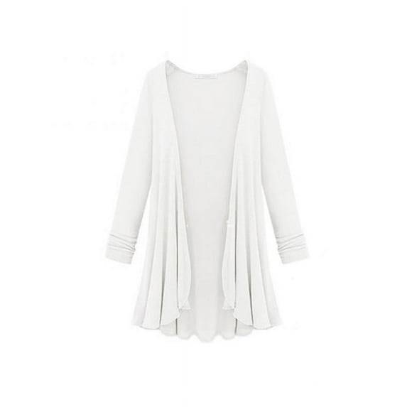 Women Casual Lightweight Cardigans Solid Color Long Sleeve S - Plus Size Open Front Milk Silk Cardigan Coat (Not Sweater)