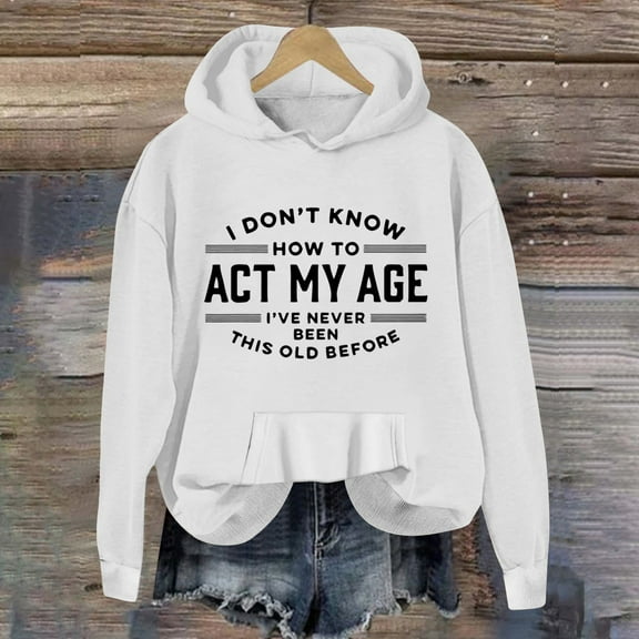 Women Casual Lightweight Hoodie Sweatshirts Long Sleeve Letter Graphic Printed Loose Pullover Sweatshirts Tunic Sweatshirt L Hoodie Hoodies for Women Athletic Sweatshirts for Women Womens Hoodie with