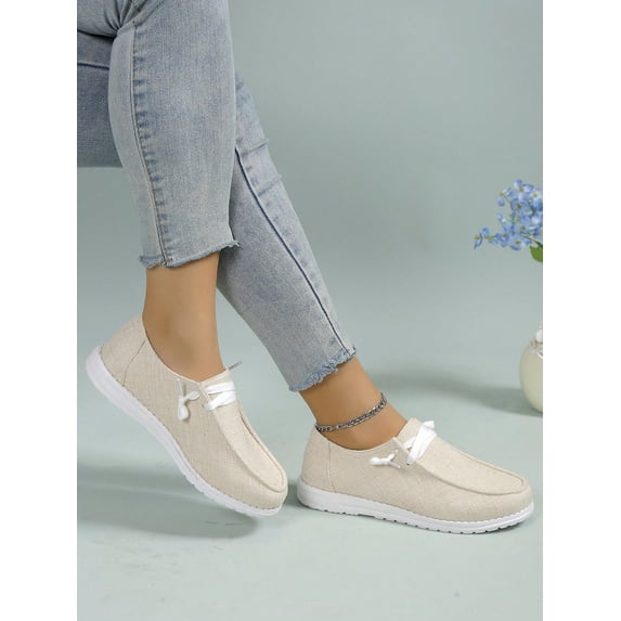 Women Casual Loafers Slip-On Comfortable Flat Lightweight Shoes Low-Cut Breathable Canvas Shoes For Everyday Wear