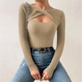 thumbnail image 1 of Women Casual Long Sleeve Hollow Out Irregular Round Neck T Shirts Basic Tee Sweater Top Sweaters for Women Casual Zip Shirts for Men Men Sweeter Rent Sweatshirt The Light Is Coming Sweatshirt Work, 1 of 6