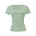 thumbnail image 1 of Women Casual Long Sleeve Slim Scoop Neck Fit T Shirts Basic Tee Tops Crew, 1 of 5