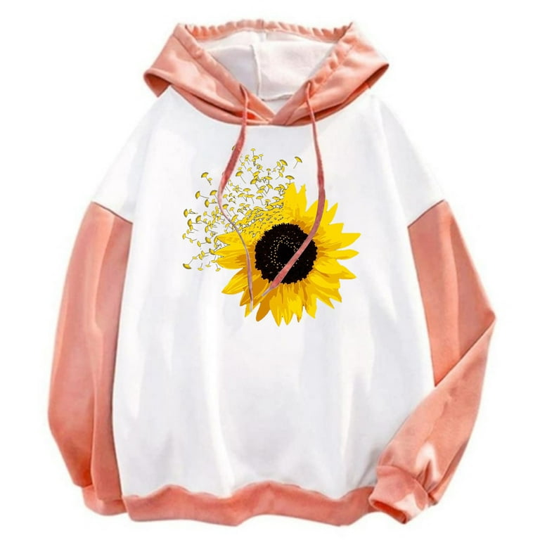 Sunflower print hoodie new arrivals
