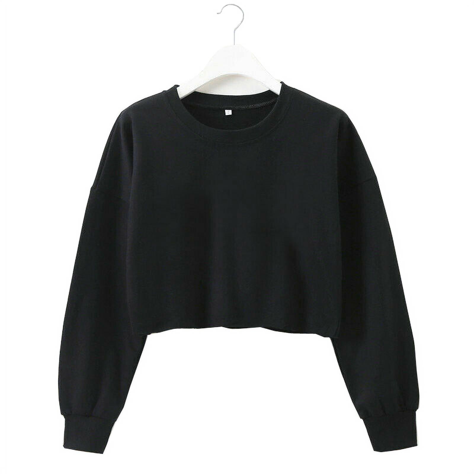 Women Casual Long Sleeve Sweatshirt Jumper T-shirt Crop Top Pullover ...