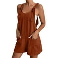 thumbnail image 1 of Women Casual Loose Bib Overalls Shorts Solid Sleeveless Suspender Baggy Short Jumpsuit Romper Shortalls with Pockets, 1 of 4
