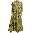 thumbnail image 1 of Women Casual Loose Bohemian Floral Dress with Pockets Short Sleeve Long Maxi Summer Beach Swing Dress, 1 of 8
