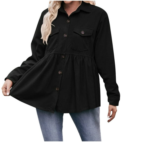 Women Casual Loose Button Down Shirt Long Sleeve Solid Color Top Stylish Comfortable Blouse Wear Tunic