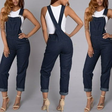 Women Fashion Jeans Jumpsuits Baggy Denim Bib Pants Playsuits Full ...