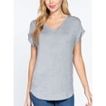 thumbnail image 1 of Women Casual Loose Fit V-Neck Cuff Dolman Sleeve Drop Shoulder Jersey T-shirts Top, 1 of 5