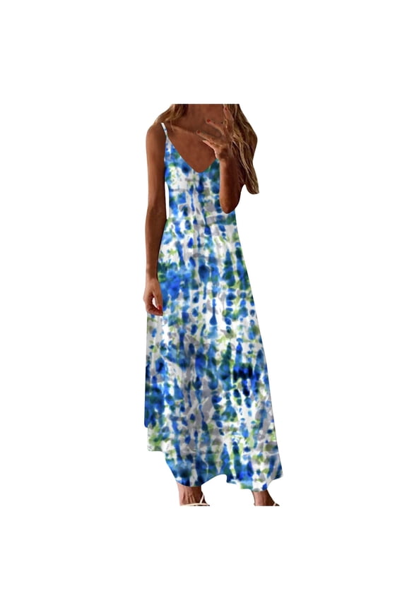 Women Casual Loose Sleeveless Split Maxi Long Dress