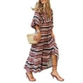 thumbnail image 1 of Women Casual Maxi Dress Bohemian Floral V Neck Puff Short Sleeve Beach Tiered Sundress Long Swing Dress, 1 of 4