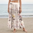 thumbnail image 1 of Women Casual Maxi Skirt Long Elastic Waist with Pockets 100% Cotton Aloha Floral Harmony Soft Colors, 1 of 2