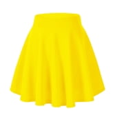 Women Casual Mini Stretch Waist Flared Plain Pleated Skater Skirt Medium, Black